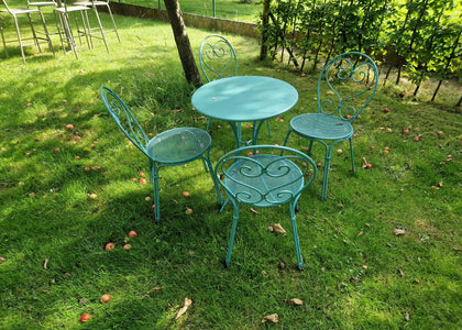 Set Pigalle ronde tafel Ø60 en Pigalle Chair x4 Ocean Green