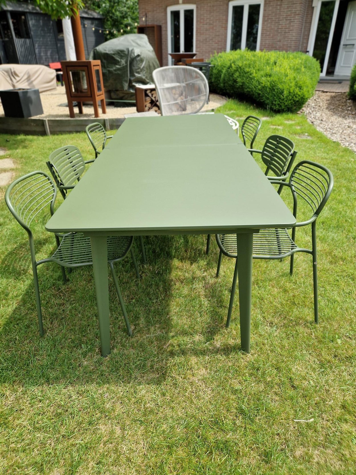 Set Plus4 tafel 220+110 / Apero chair x2 / Apero armchair x2 - Militairy green