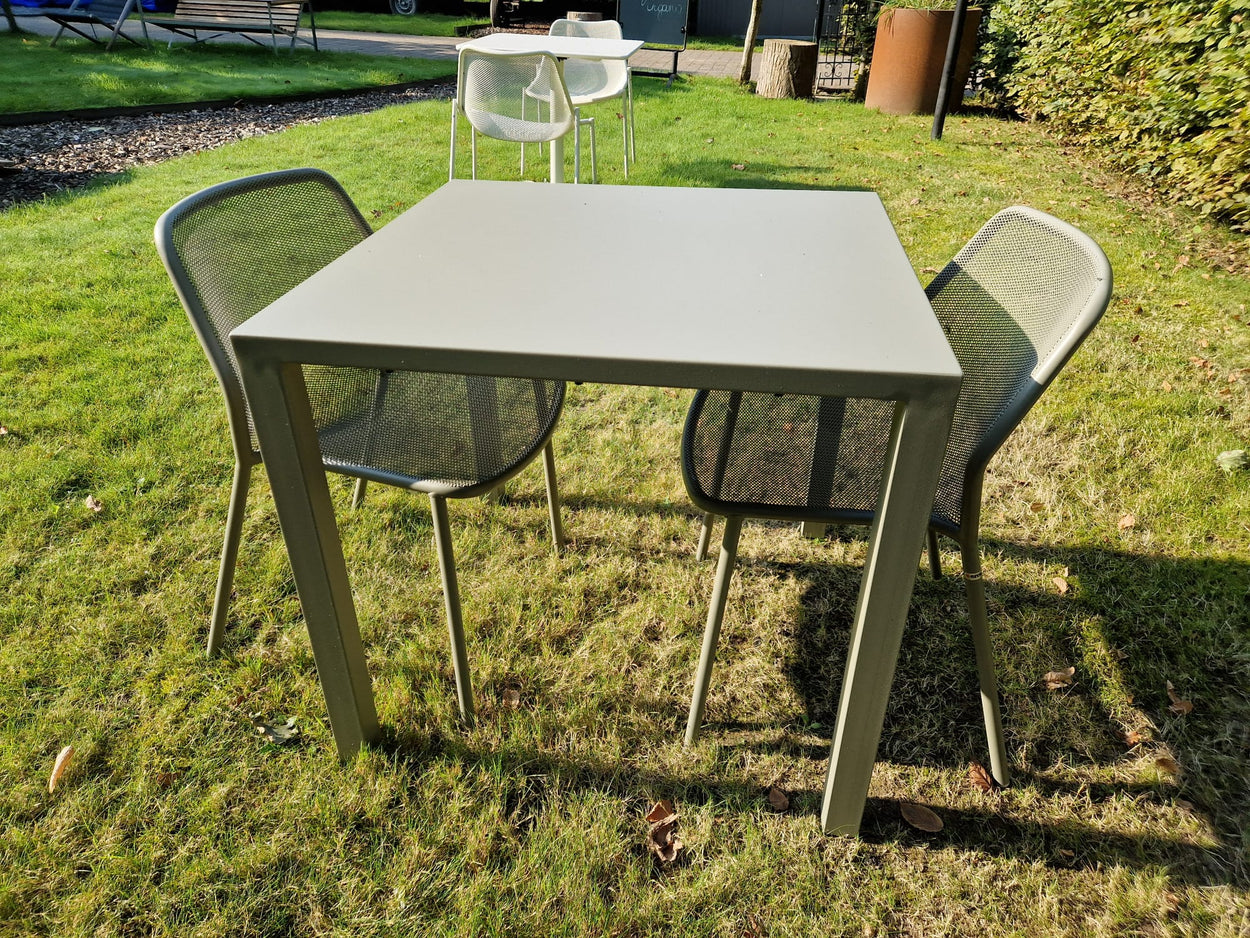 Set Nova tafel 80x80 / Darwin chair x2 - Grey green