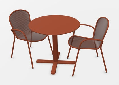 Set Darwin tafel Ø 80 cm / Ronda X  armchair x2 - Maple red