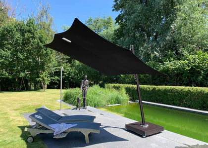 Spectra zwevende parasol 3 m - Black/Black + cover + parasolvoet