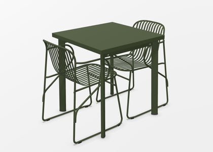 Set Star tafel 70x70 + Riviera armchair x2 - Military green