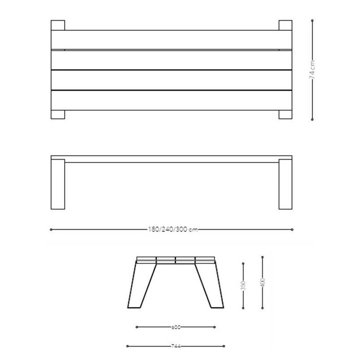 Muse Bench 240cm - Wit